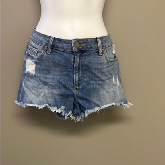 PAIGE Blue Jean Shorts Distressed Frayed Hem - Picture 1 of 14